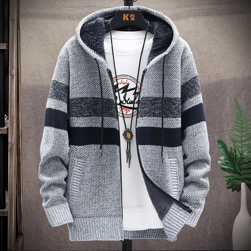 2021 winter Men's high quality Knitted thicken Mens Coats Hood Male Sweater Casual Keep warm Male Cardigan Sweaters Men - General Store 44