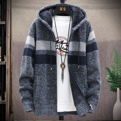 2021 winter Men's high quality Knitted thicken Mens Coats Hood Male Sweater Casual Keep warm Male Cardigan Sweaters Men - General Store 44