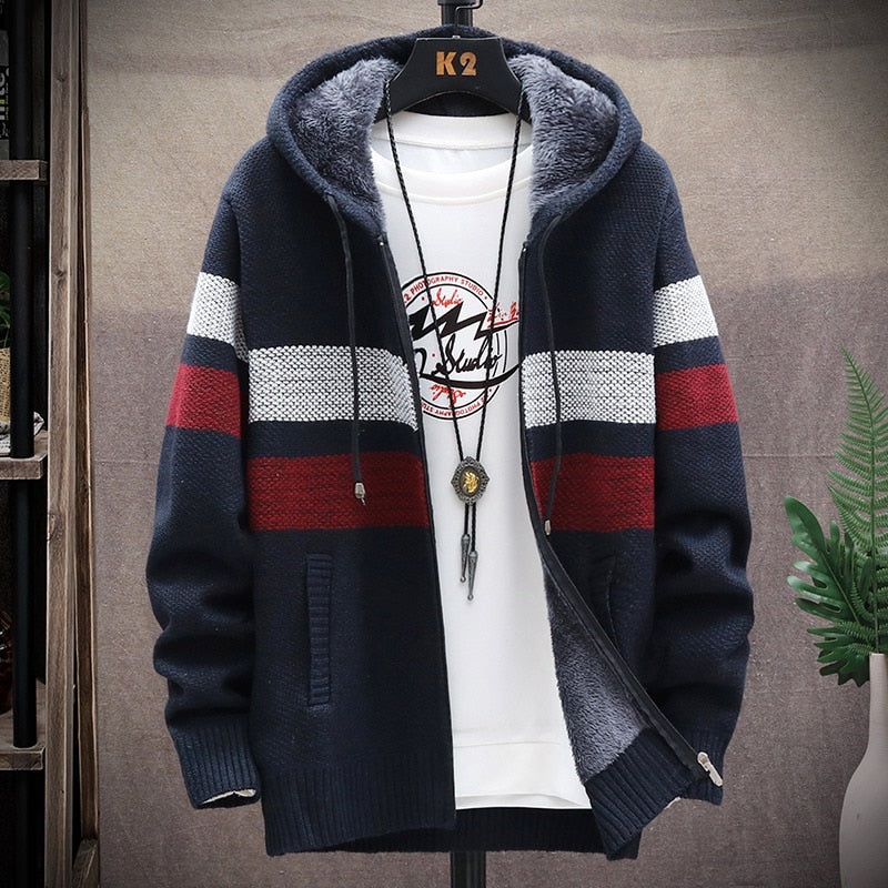 2021 winter Men's high quality Knitted thicken Mens Coats Hood Male Sweater Casual Keep warm Male Cardigan Sweaters Men - General Store 44
