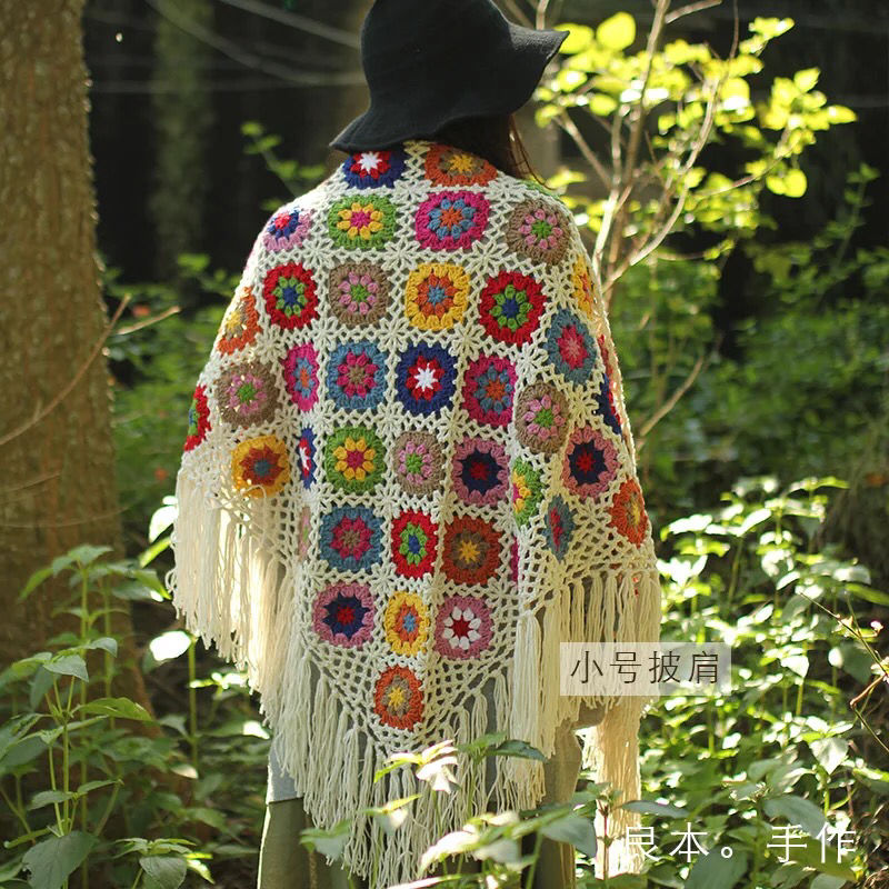 2022 Pure Handmade Retro Mori Girl Mori Arts Fan Knit Hollow Scarf - General Store 44