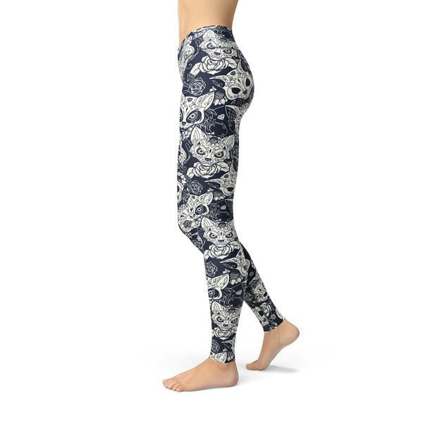 Beverly Cat Sugar Skulls Leggings - General Store 44