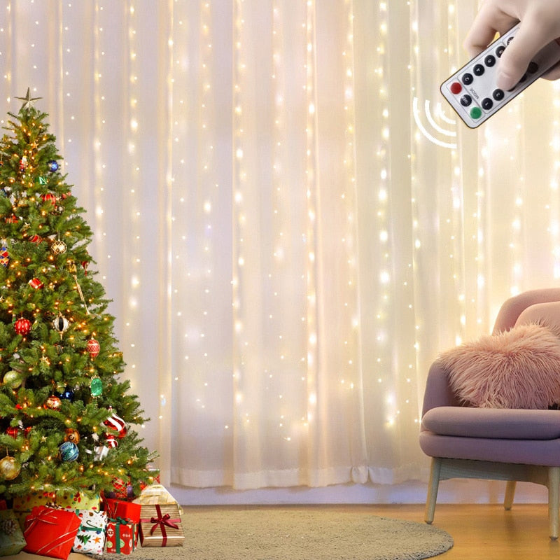 Christmas USB Led Curtain Garland Festoon Led Light Xmas String Lights Decorations 2022 Holiday Wedding Decorative Light Curtain - General Store 44