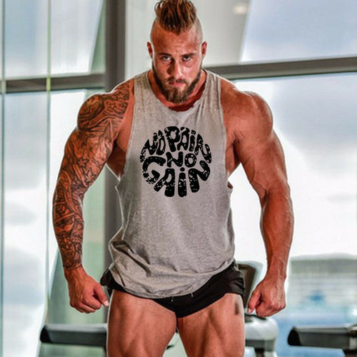 New Fashion Cotton Sleeveless Shirts Tank Top Men Fitness Shirt Mens - General Store 44