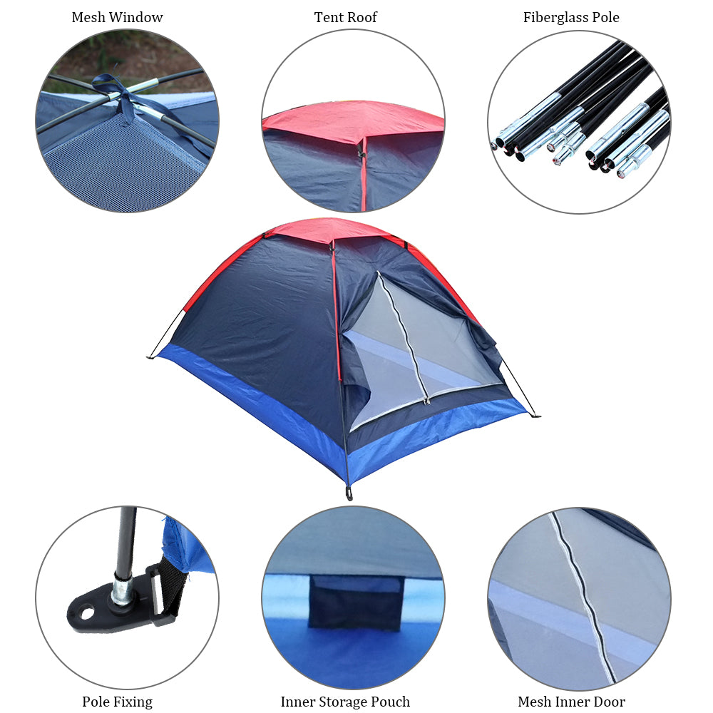 2 Persons Camping Tent Single Layer Beach Tent Outdoor Travel - General Store 44