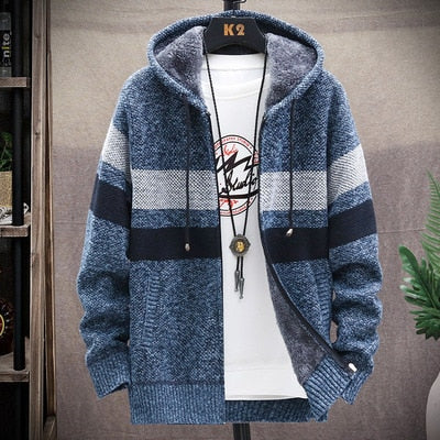 2021 winter Men&#39;s high quality Knitted thicken Mens Coats Hood Male Sweater Casual Keep warm Male Cardigan Sweaters Men - General Store 44