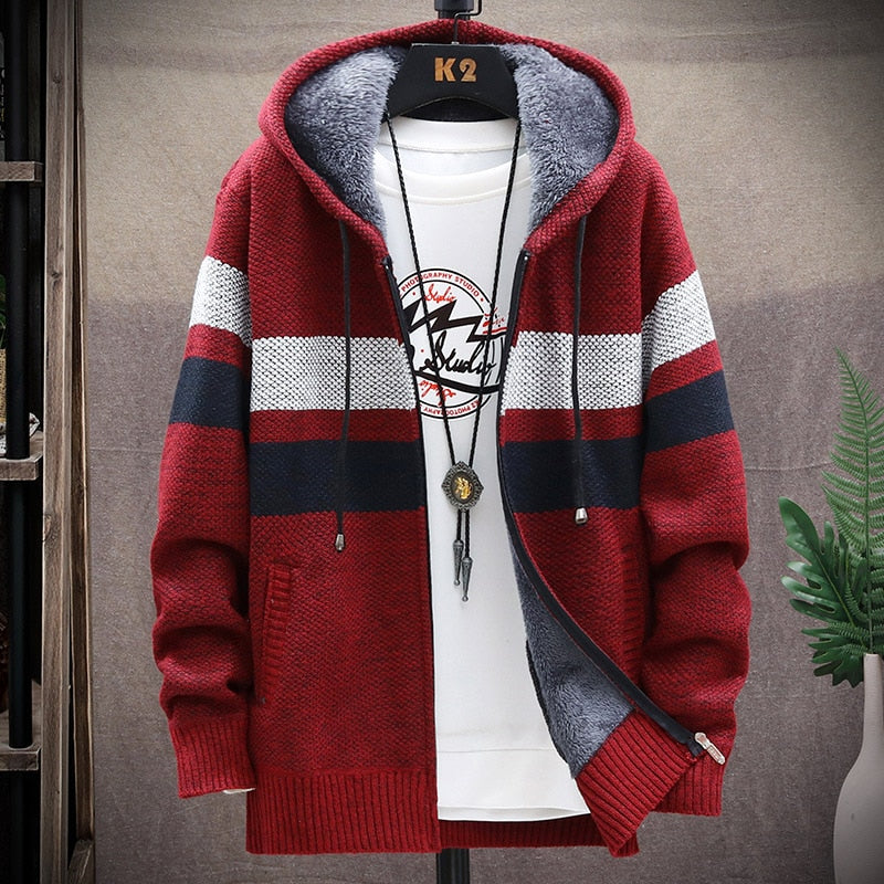 2021 winter Men&#39;s high quality Knitted thicken Mens Coats Hood Male Sweater Casual Keep warm Male Cardigan Sweaters Men - General Store 44