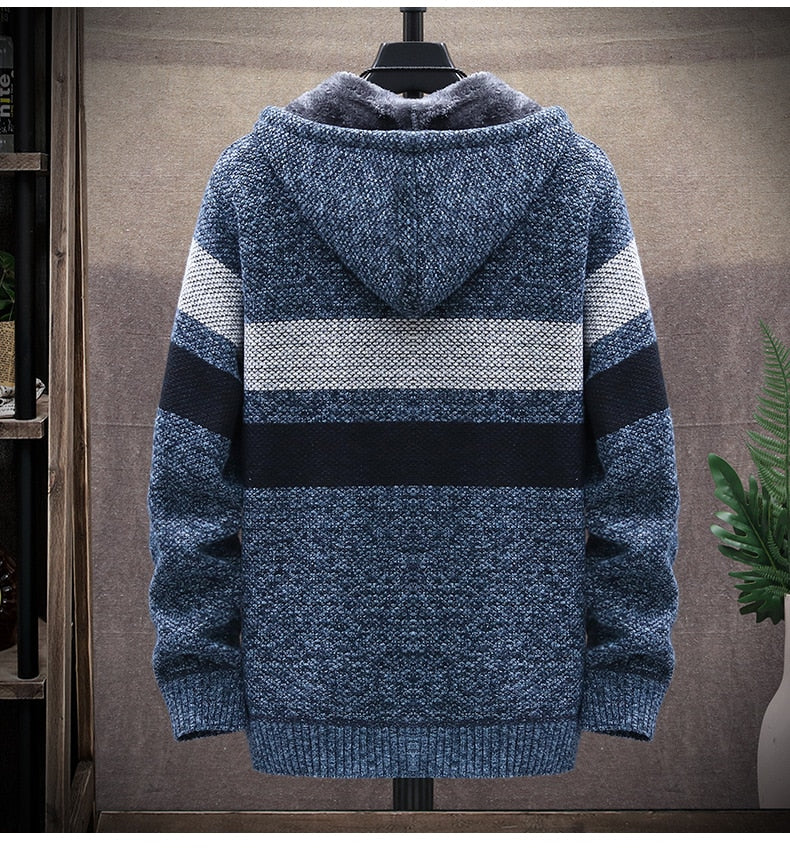 2021 winter Men&#39;s high quality Knitted thicken Mens Coats Hood Male Sweater Casual Keep warm Male Cardigan Sweaters Men - General Store 44