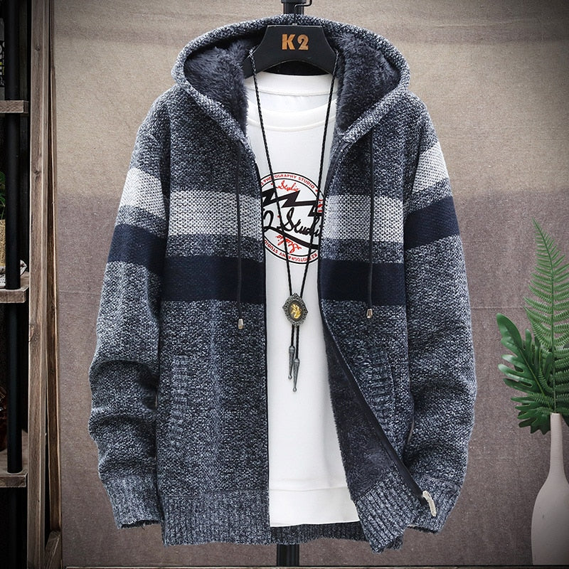 2021 winter Men&#39;s high quality Knitted thicken Mens Coats Hood Male Sweater Casual Keep warm Male Cardigan Sweaters Men - General Store 44