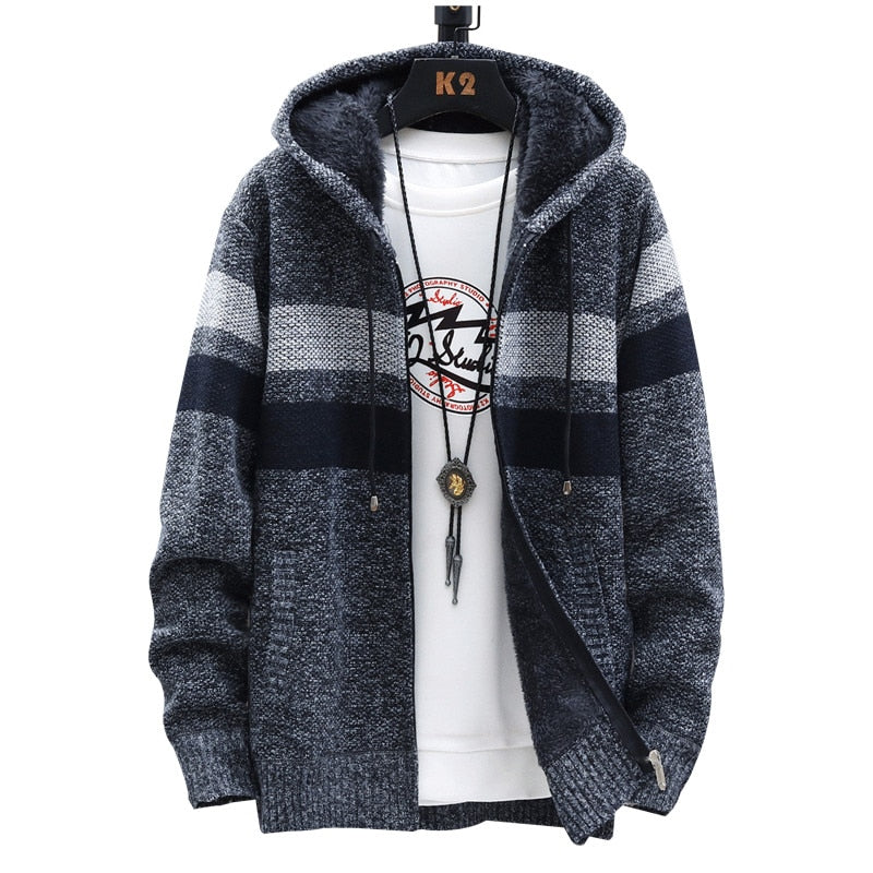 2021 winter Men&#39;s high quality Knitted thicken Mens Coats Hood Male Sweater Casual Keep warm Male Cardigan Sweaters Men - General Store 44