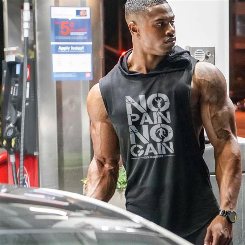 Brand Gyms Clothing Mens Bodybuilding Hooded Tank Top Cotton - General Store 44