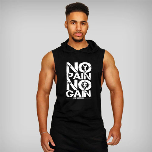 Brand Gyms Clothing Mens Bodybuilding Hooded Tank Top Cotton - General Store 44
