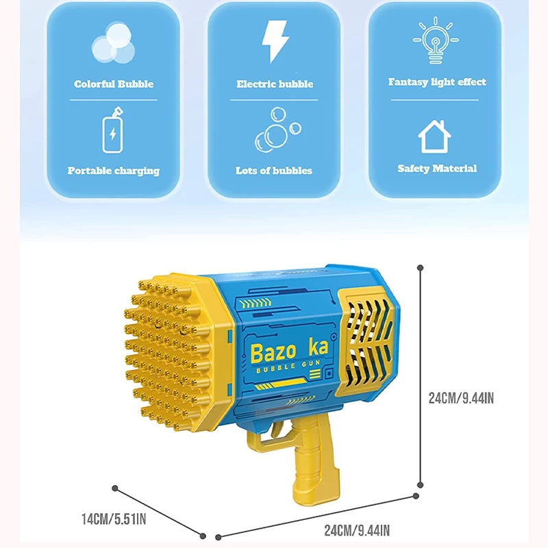 Bubble Gun Rocket Electric 29/69 Holes Soap Bubbles Machine Gatling - General Store 44
