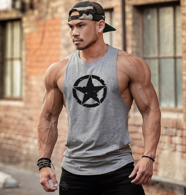 New Fashion Cotton Sleeveless Shirts Tank Top Men Fitness Shirt Mens - General Store 44