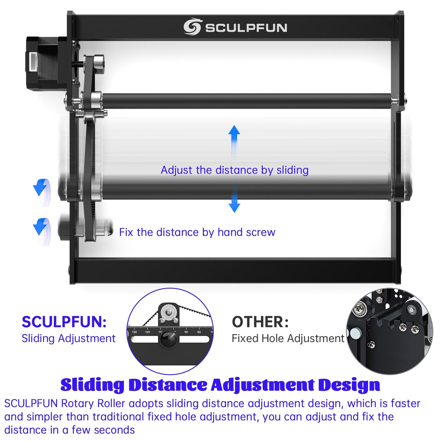 SCULPFUN Laser Rotary Roller Laser Engraver Y-axis Roller 360° Rotating for 6-150mm Engraving Diameter for Cylindrical Objects - General Store 44