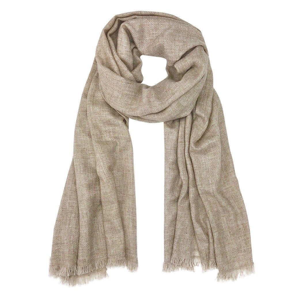 Beige Handloom Cashmere Scarf - General Store 44