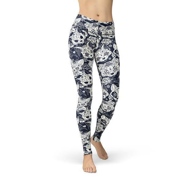 Beverly Cat Sugar Skulls Leggings - General Store 44